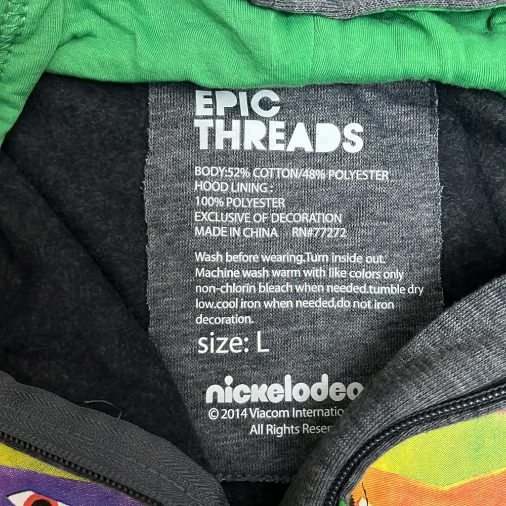 TMNT Classic Full Zip Sweater with Hoodie Juniors Large NEW - Picture 9 of 10